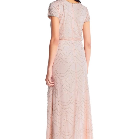 Adrianna Papell Women's Short Sleeve Blouson Beaded Gown - Picture 3 of 5